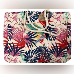 Palm Leaf Canvas Beach Travel Tote